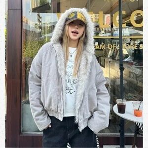 NWT Fashion Women's Retro Fur Collard Warm Hooded Jacket